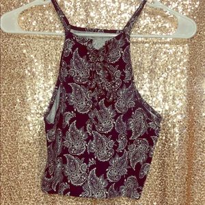 Paisley Print Navy Crop top